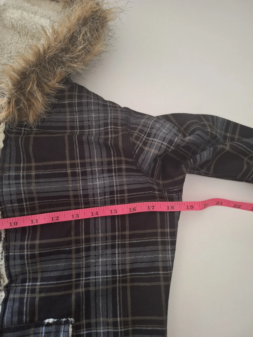 💙L.A. Kitty Black Plaid Sherpa-Lined Bomber Jacket Faux-Fur Hood 🤍SMALL